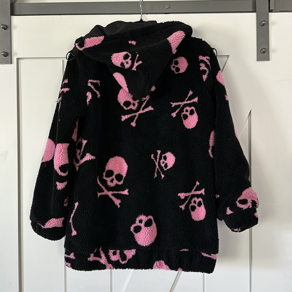 Current Mood Skull on My Sleeve Sherpa Pink Jacket - Picture 4 of 6